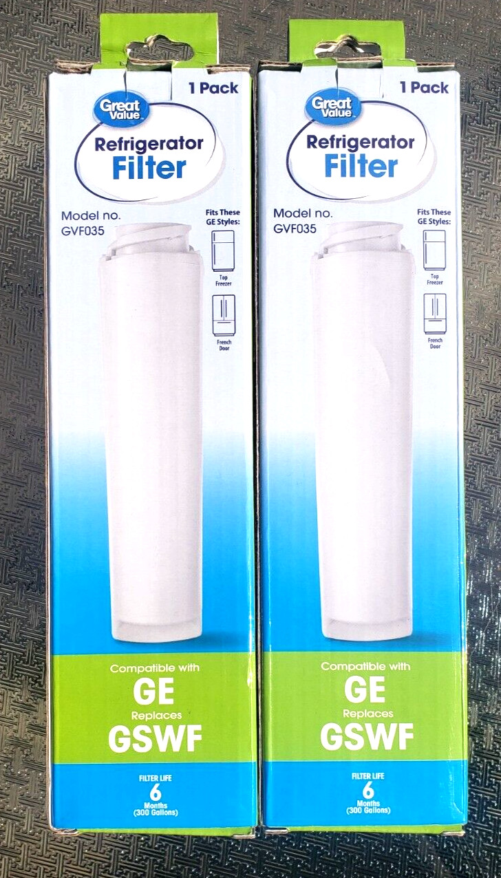 2 Great Value Refrigerator Filter Model No. GVF035 Replacements for GE Kenmore