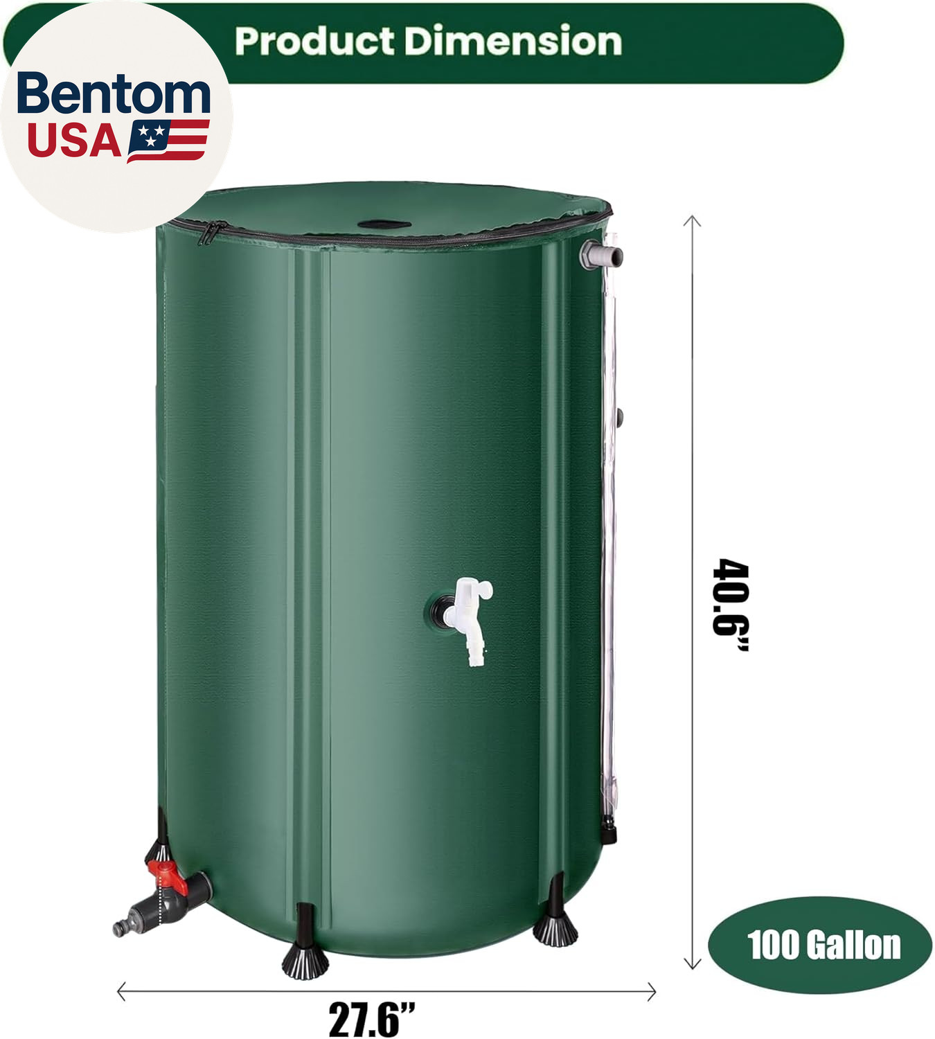 100 Gallon Collapsible Rain Barrel, Portable Rain Barrels to Collect Rainwater f