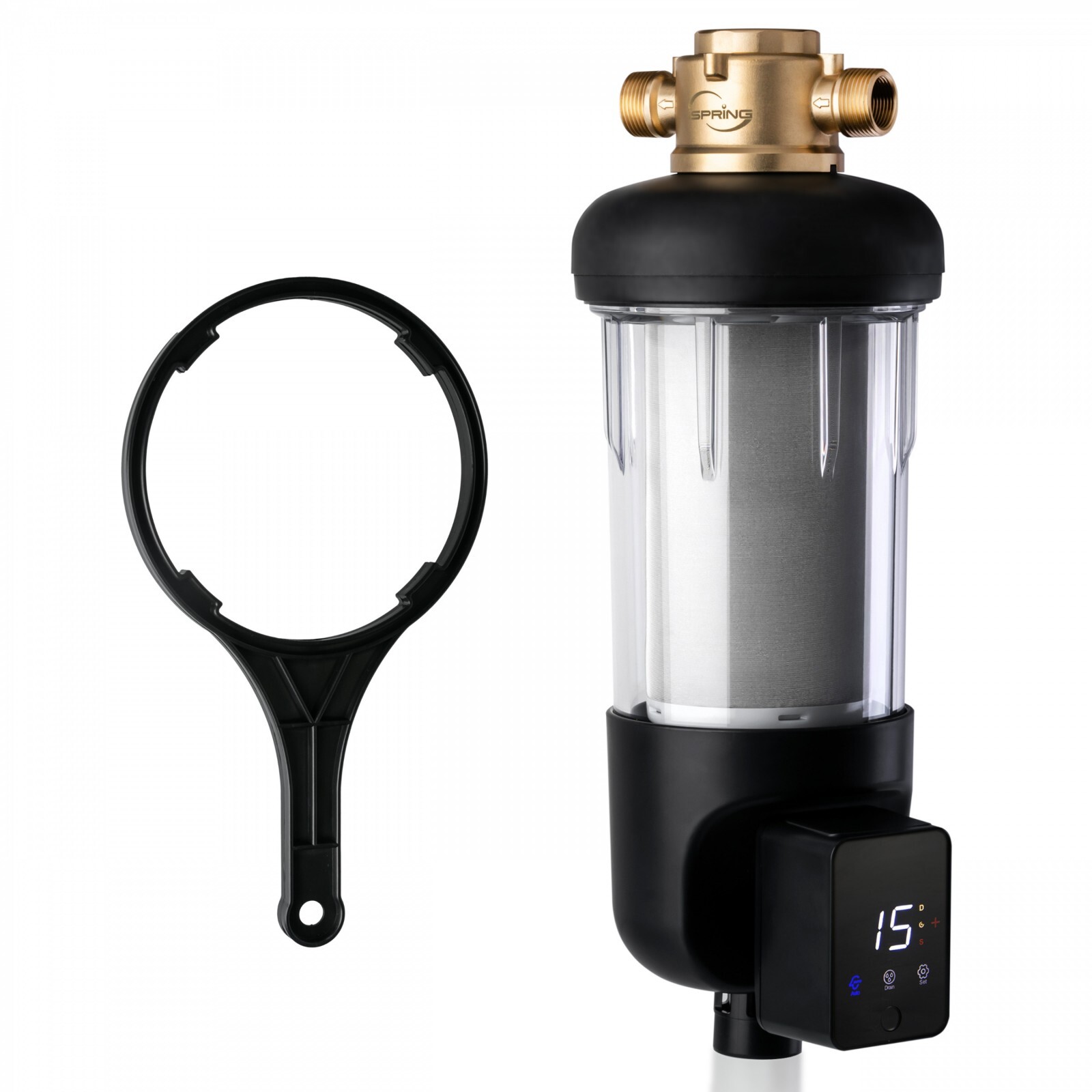 iSpring Whole House Spin Down Sediment Water Filter w/ Auto Flushing, Pre-Filter
