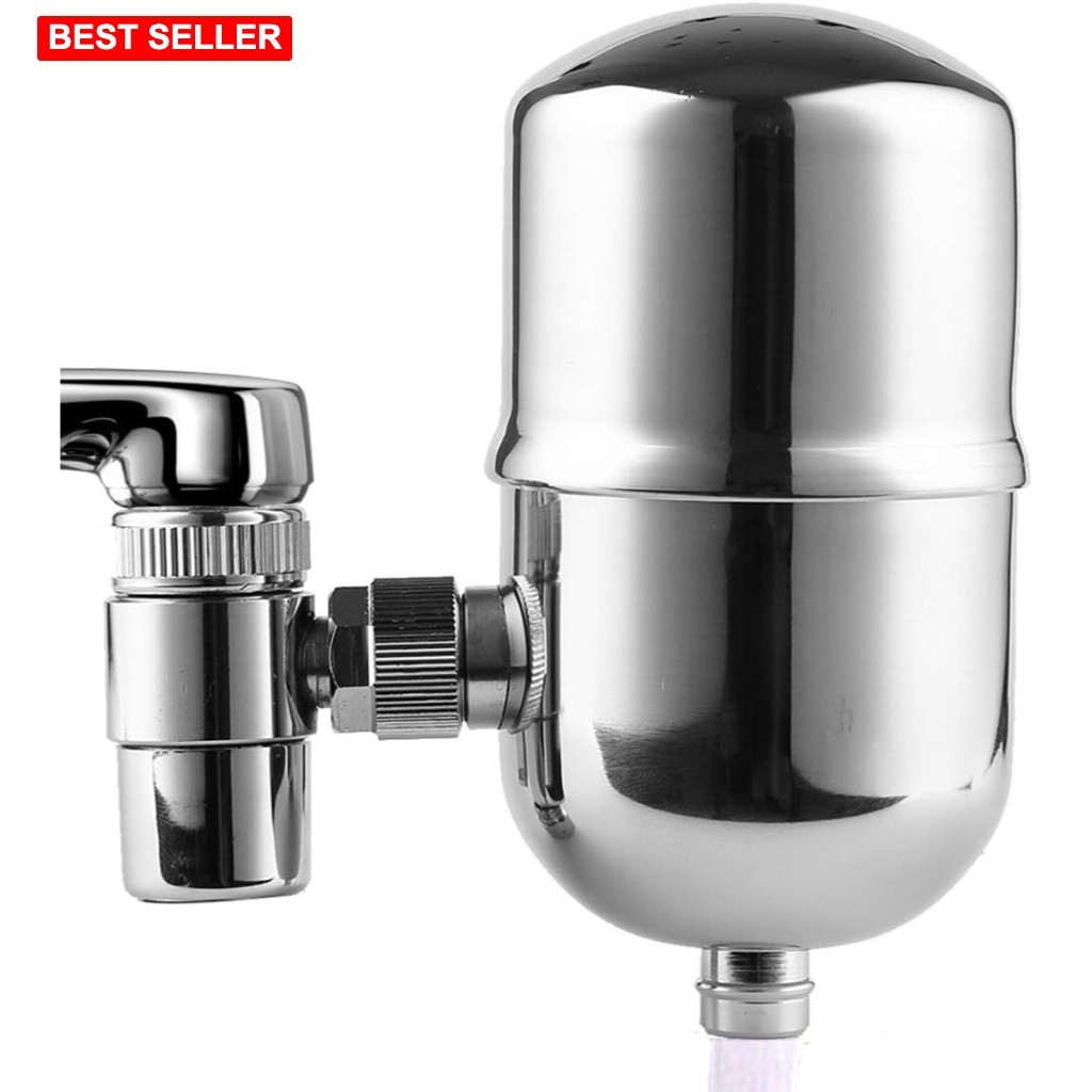 Faucet Water Filter 320 Gal Stainless Steel Durable High Flow Chlorine Reduction