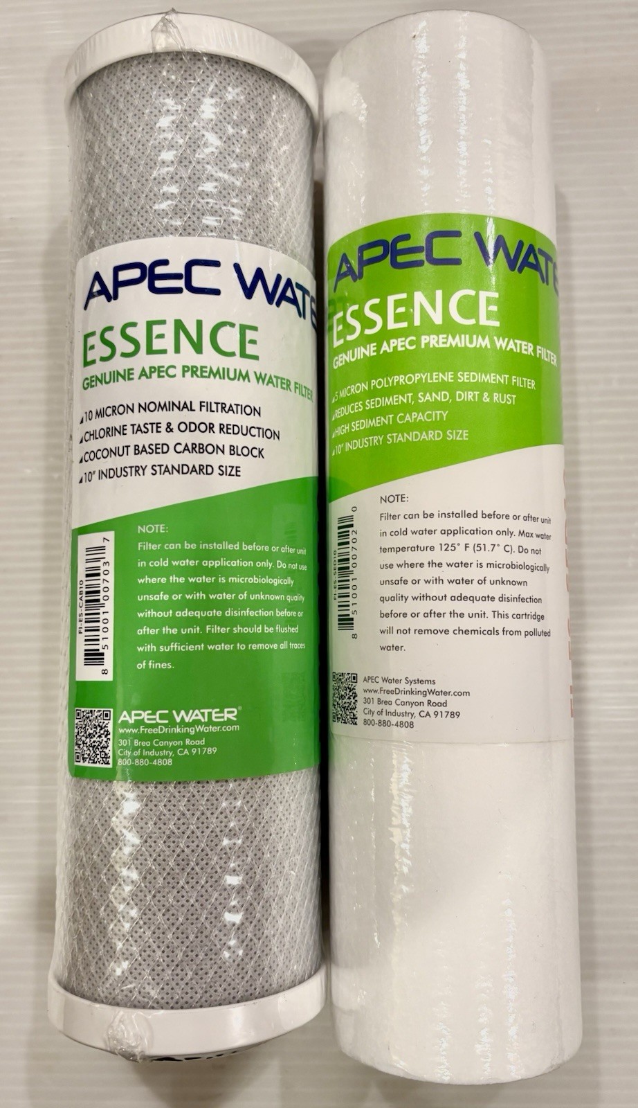 APEC Essence 10 in. 5-Micron Sediment Filter & Essence Water Carbon Block Filter