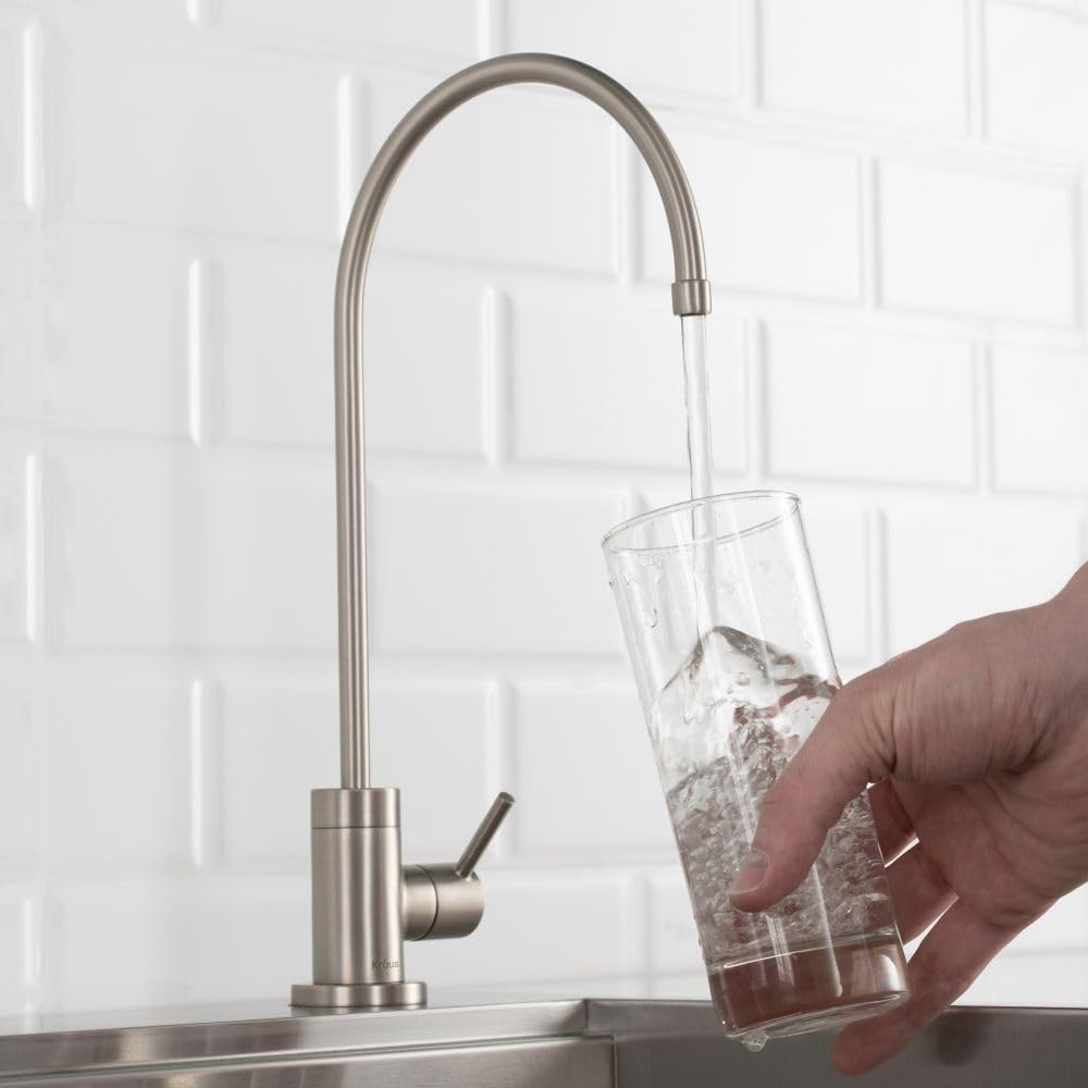 Contemporary 12-Inch Lead-Free Water Filter Faucet in Spot-Free Stainless Steel