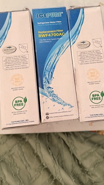 Icepure RWF4700AC Water Filter 2 Pack And AF004 Carbon Air Filter 3 Pack NEW
