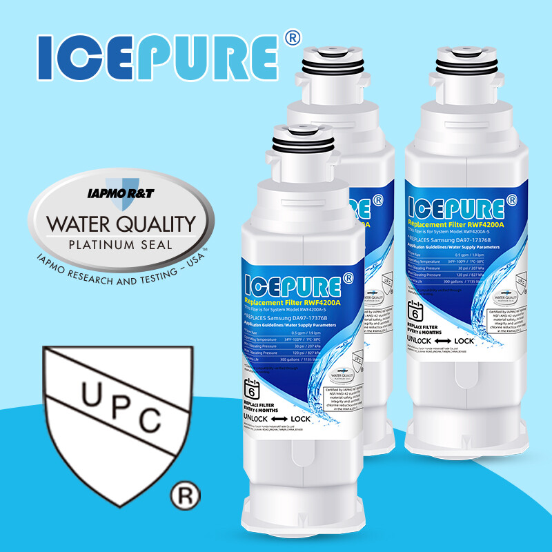 3 PACK Fit For Samsung DA97-17376B RF28R6201SR Refrigerator Water Filter Icepure