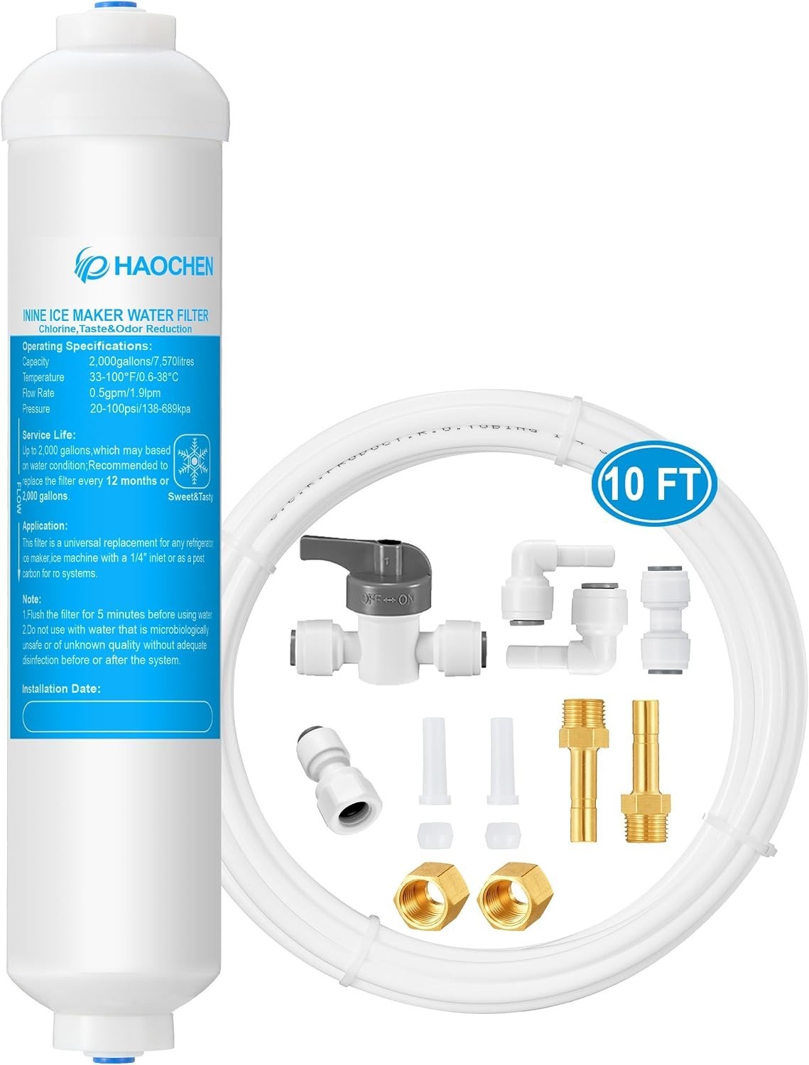 Inline Water Filter for Ice Maker and Refrigerator,Include 1/4″ Water Line an…
