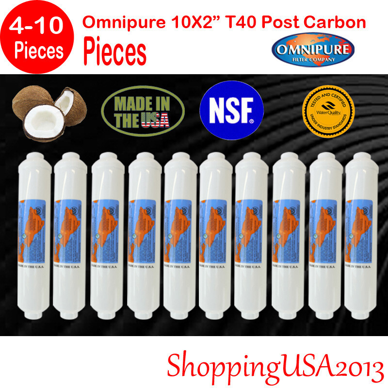 4-10 x Omnipure T40 Post Coconut Carbon Inline Filter 10X2″ RO Water Under Sink