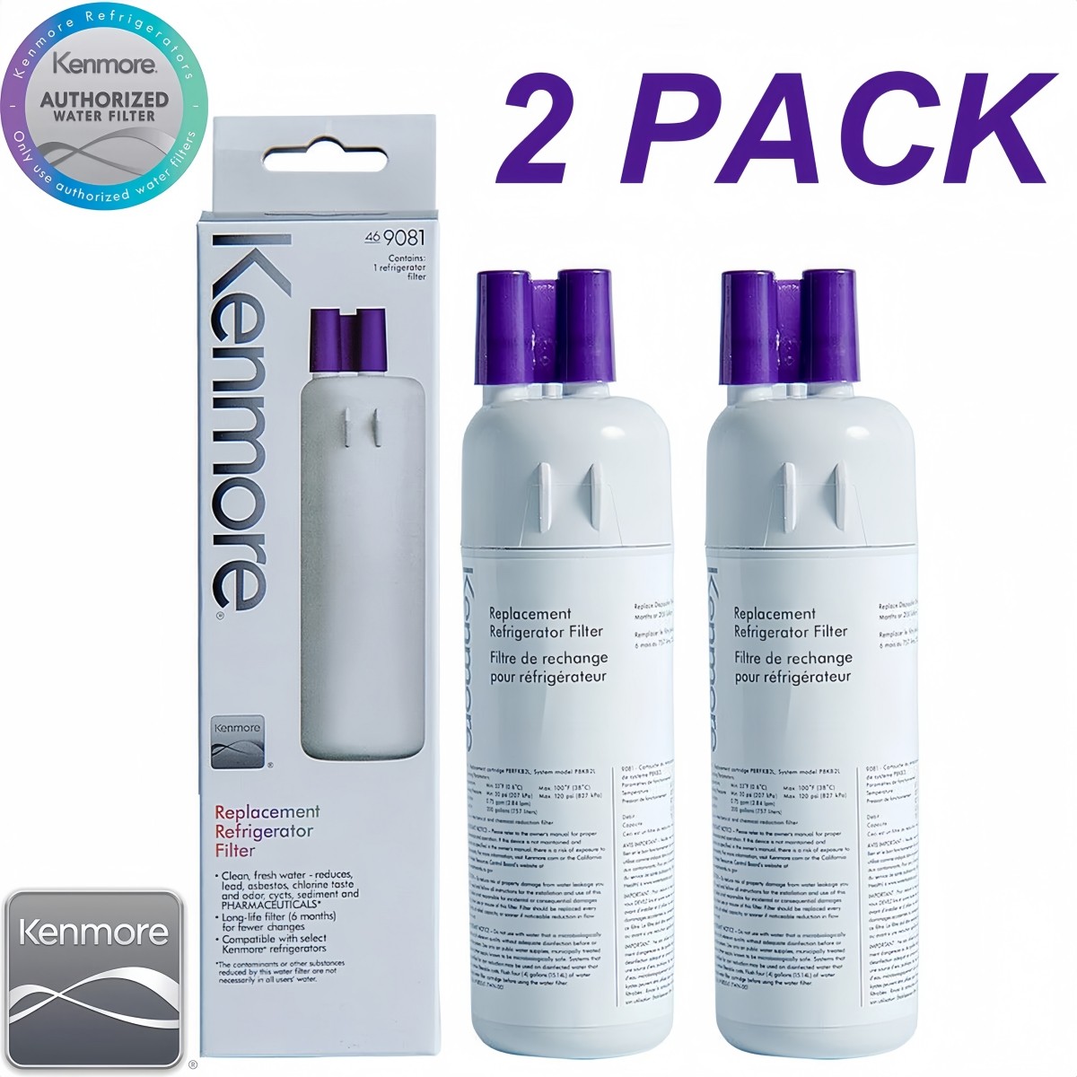 2Pcs 9081 Kenmore 469081 46-9930 Refrigerator & Water Filter New Sealed US Stock