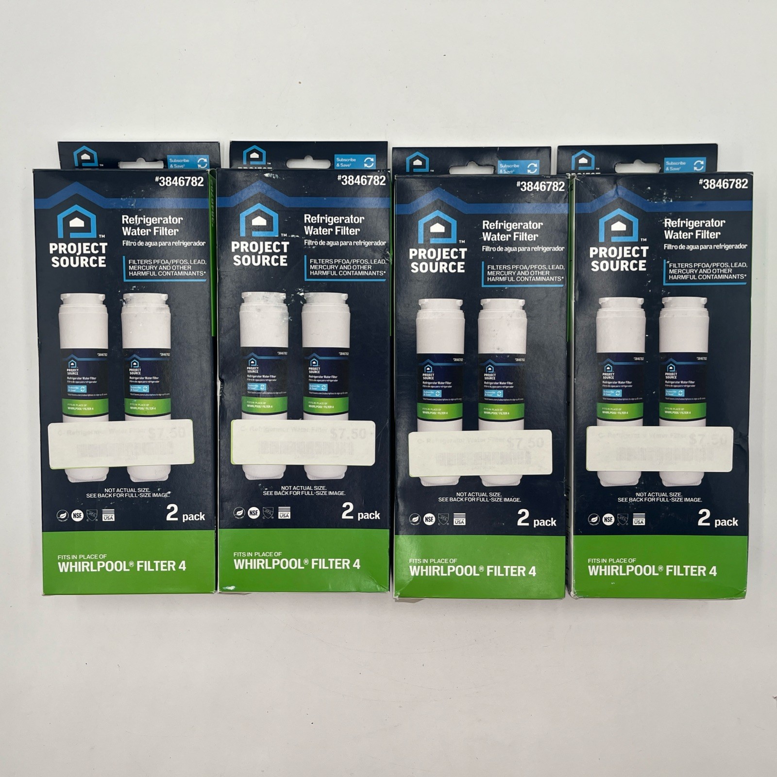 Lot Of 4 2-PACKS! Project Source 3846782 Fridge Water Filter Whirlpool Filter 4