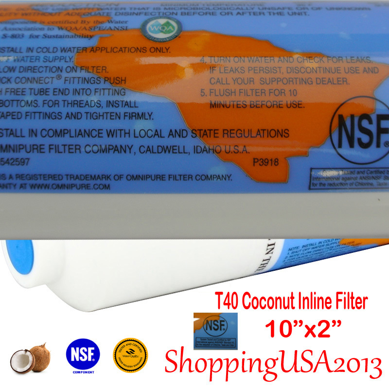4 Omnipure T40 Post Coconut Inline Carbon Filter 10X2″ RO T33 Upgrade water