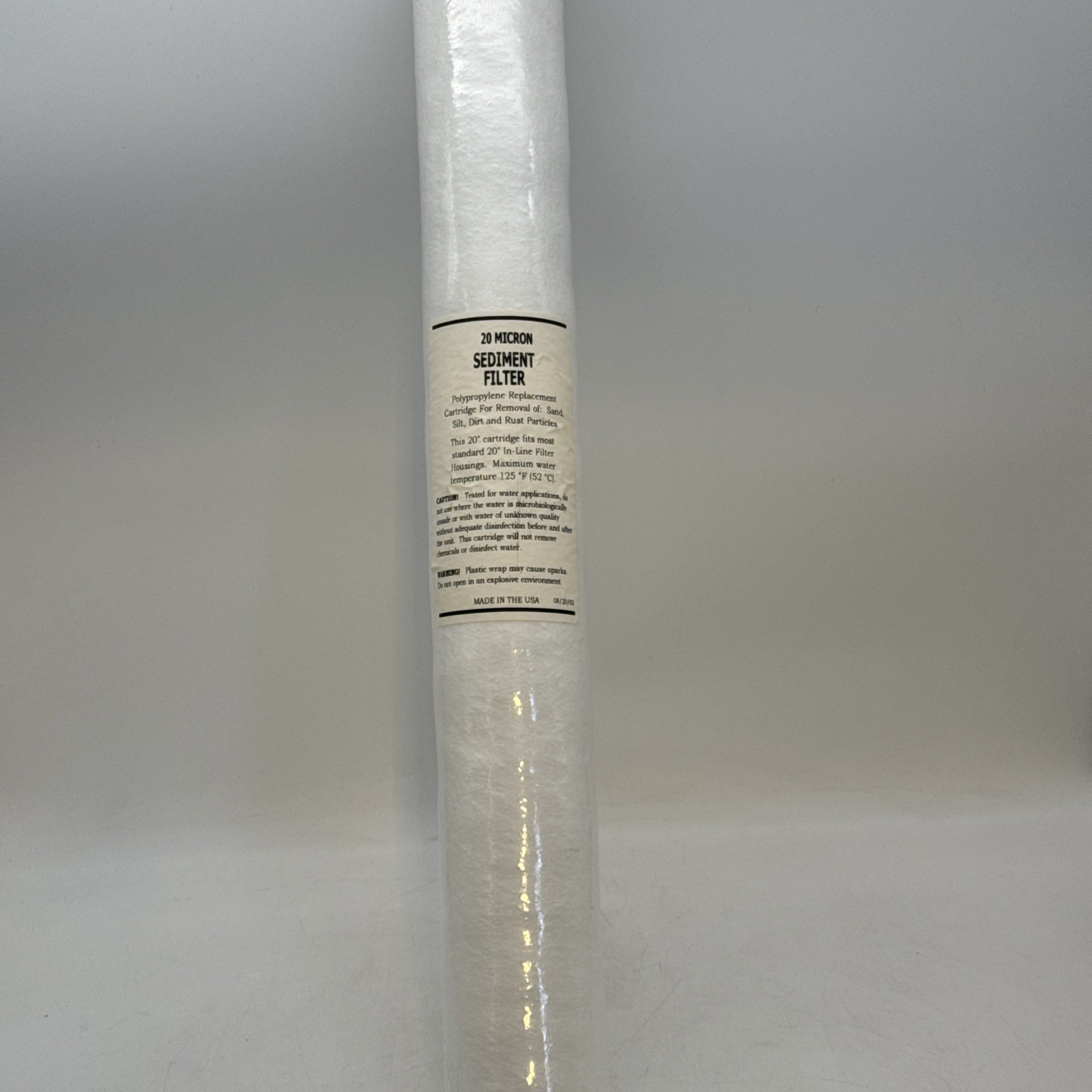 20 Micron Sediment Filter Polypropylene Replacement Cartridge 20×2.5” Made In US