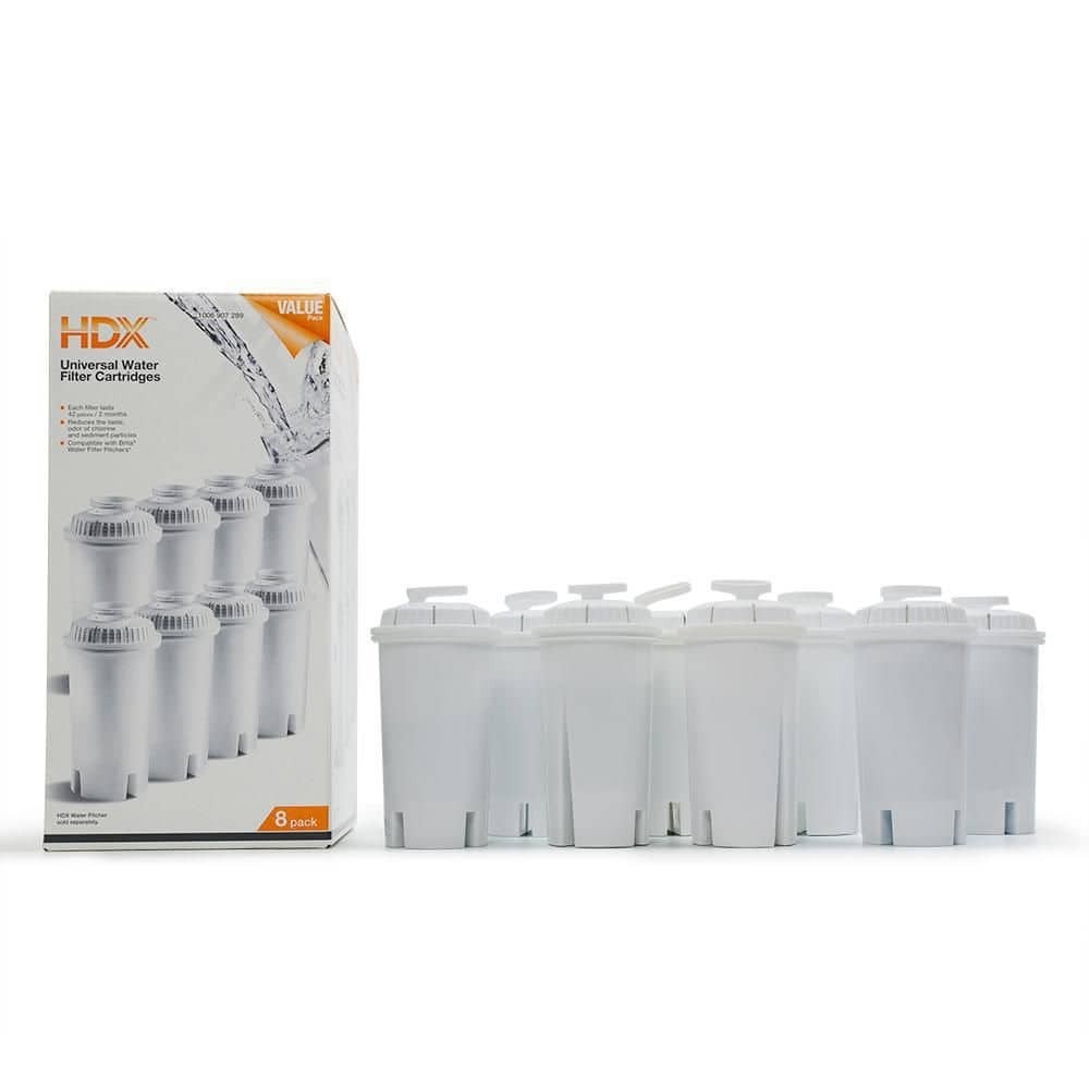 HDX F003 8-Pack Universal Water Filter Cartridges -Compatible W/ Brita Pitchers