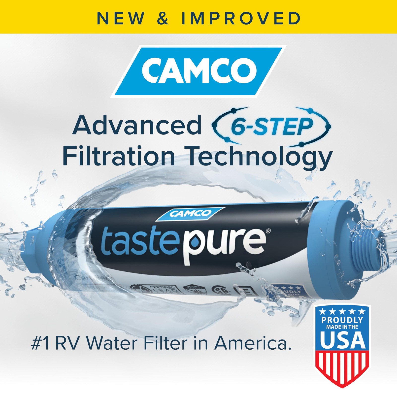 Camco Tastepure RV Water Filter GAC & KDF Filtration Made in the USA