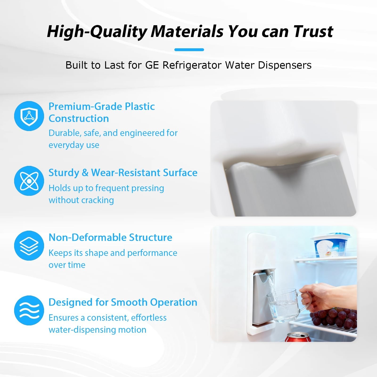 Water Dispenser Lever Replacement for GE Refrigerators, Easy One-Hand Operation
