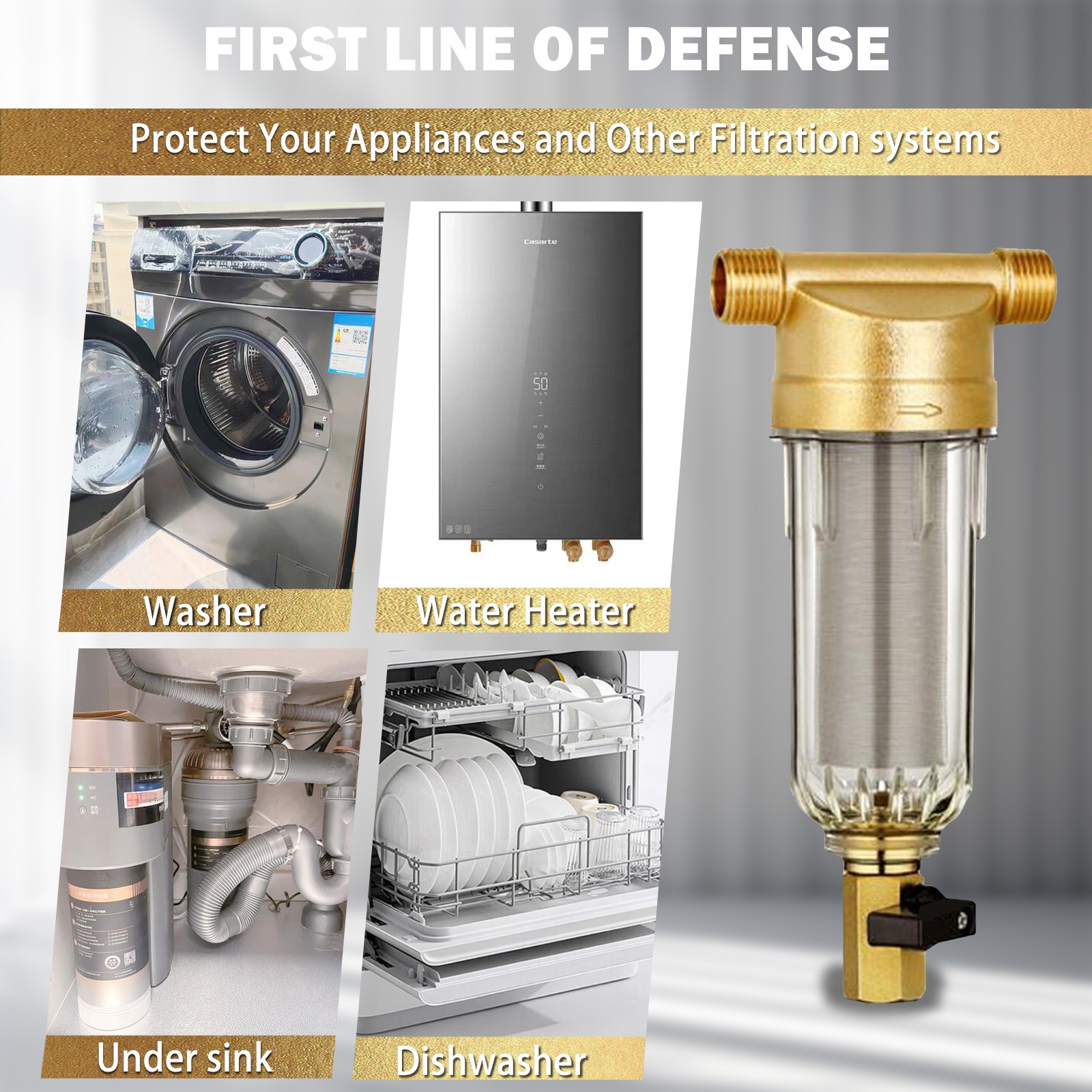 60μm Whole House Water Pre-Filter System Reusable Spin Down Sediment Filter