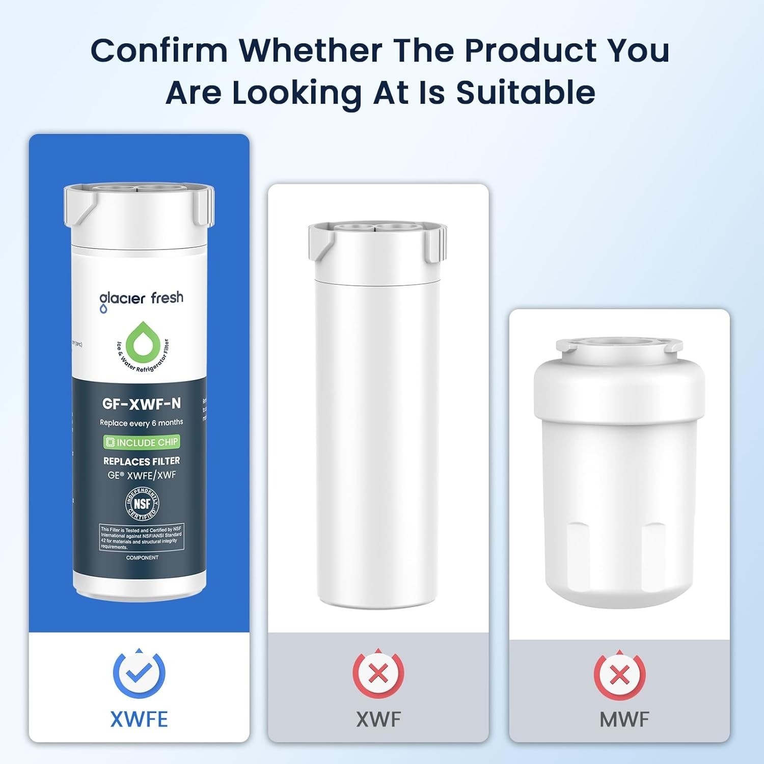 Compact GE XWFE Replacement Water Filter – Tool-Free Installation, Pack of 1