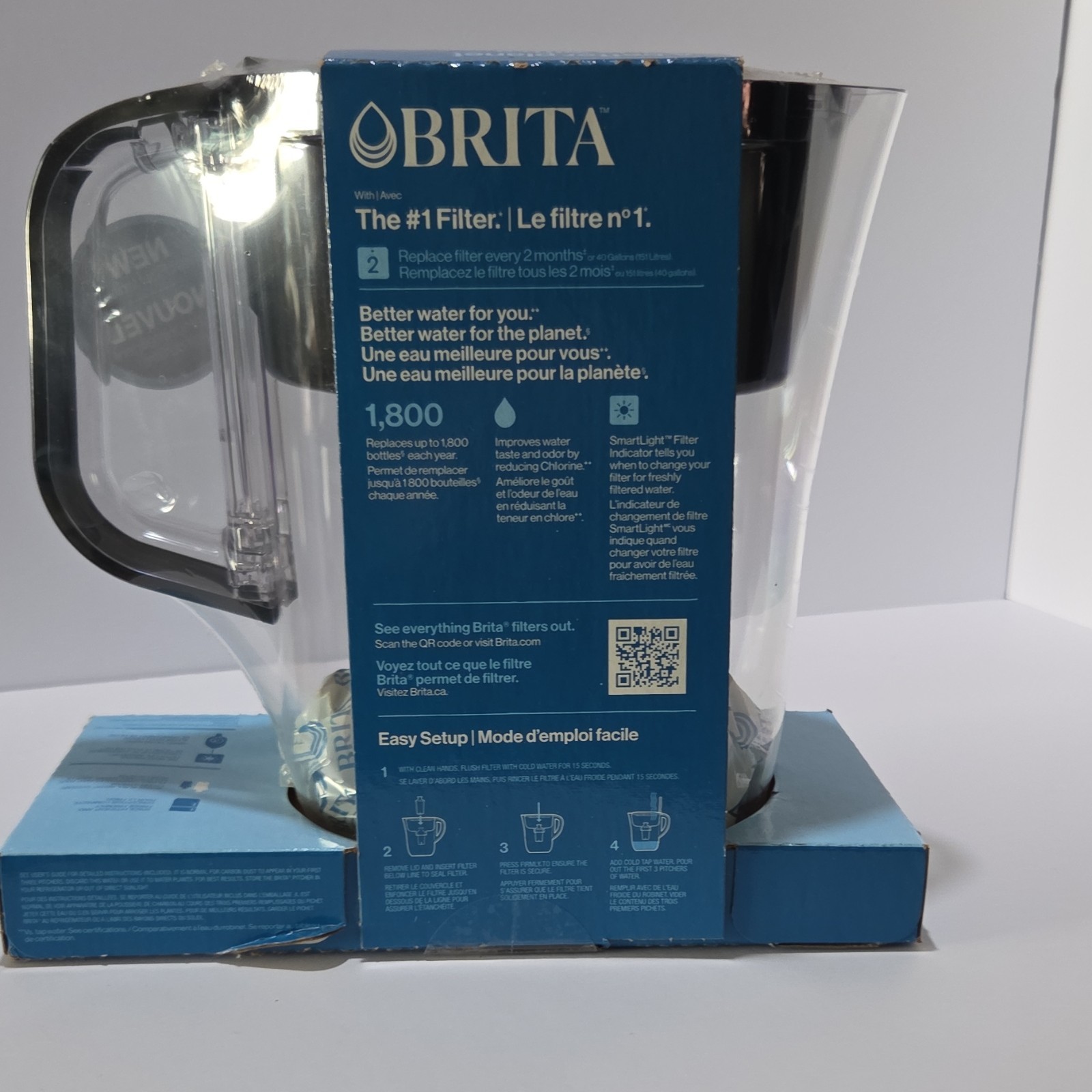 BRITA Denali Filter Jug, 6 Cup, Black/Clear, For Brita Maxtra+, Chlorine Removal