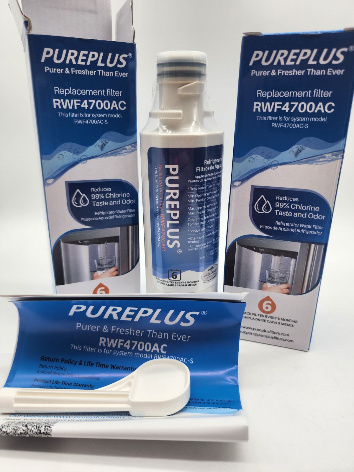Pureplus RWF4700AC Replacement Refrigerator Water Filter Pack of 2