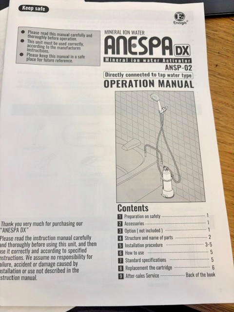 Enagic Anespa DX Mineral Ion Water ANSP-02 Shower