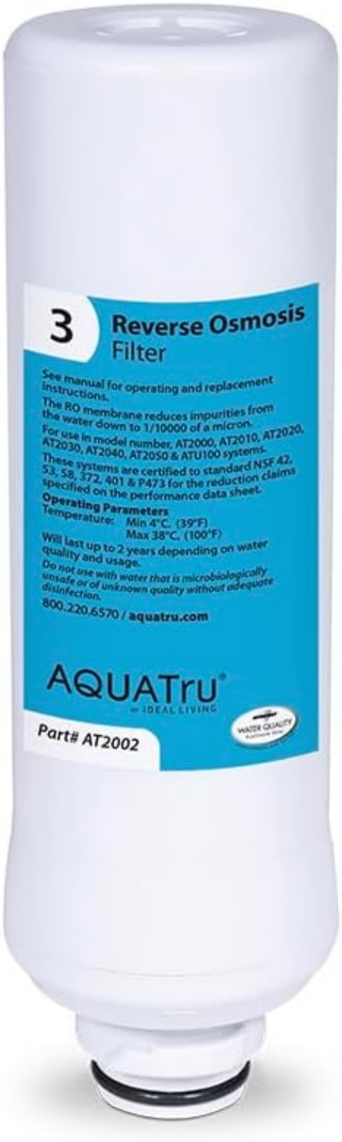 Compact Stage III Reverse Osmosis Filter for Aquatru Classic, Under Sink Models