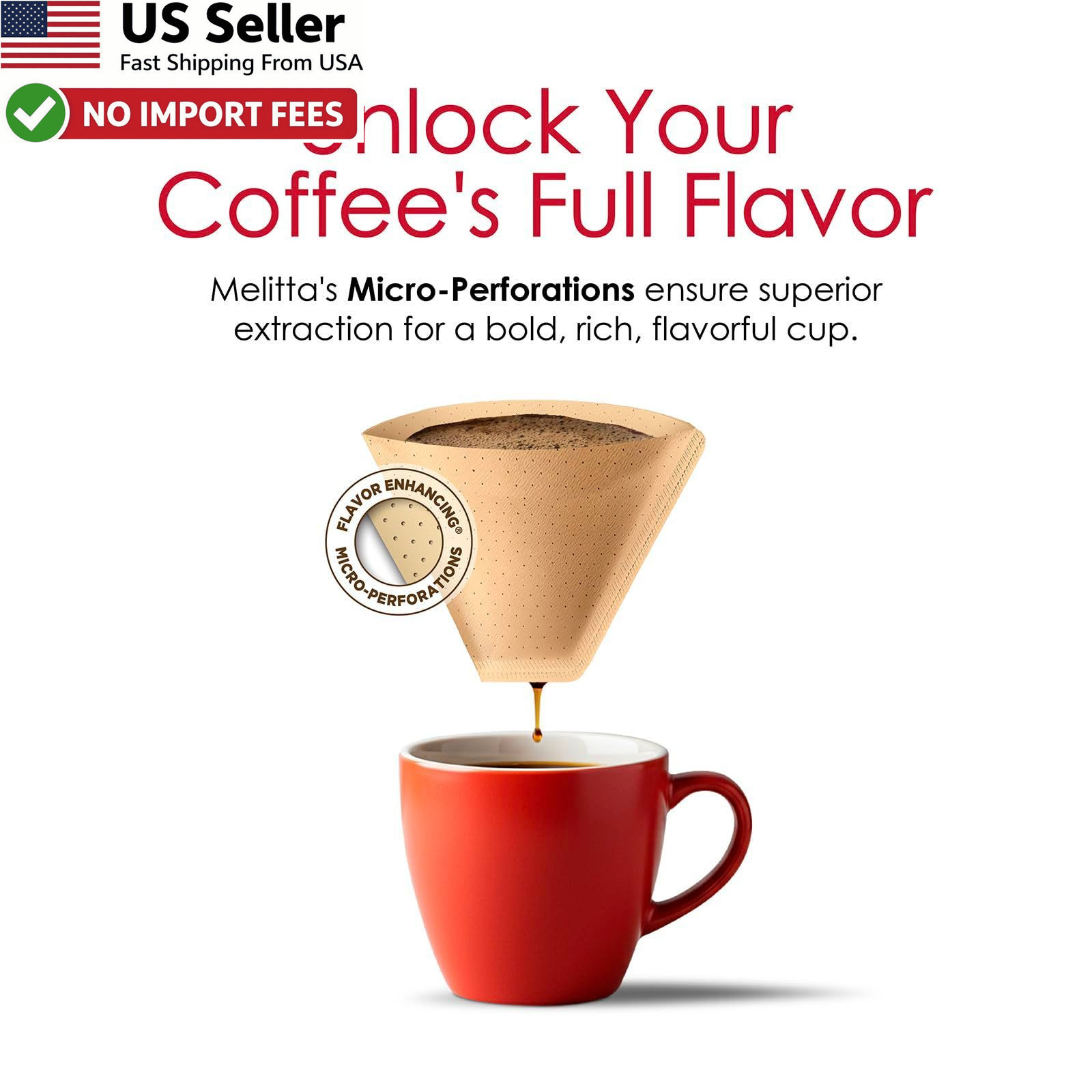 Melitta #4 Coffee Filters Unbleached 8-12 Cup 100 Count Pack of 3 FROM USA