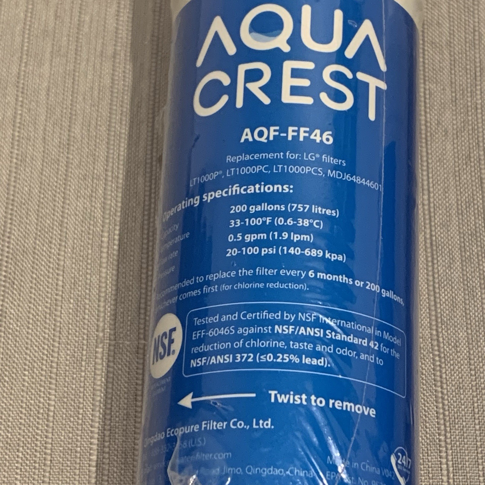 Aqua Crest AQF-FF46 Refrigerator Water Filters 2 Pack New