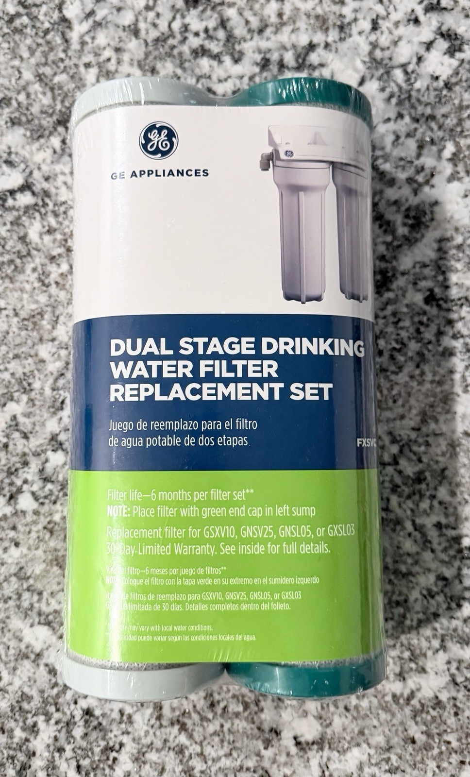 GE FXSVC Dual Stage Drinking Water Replacement Filter Couple – White Brand New