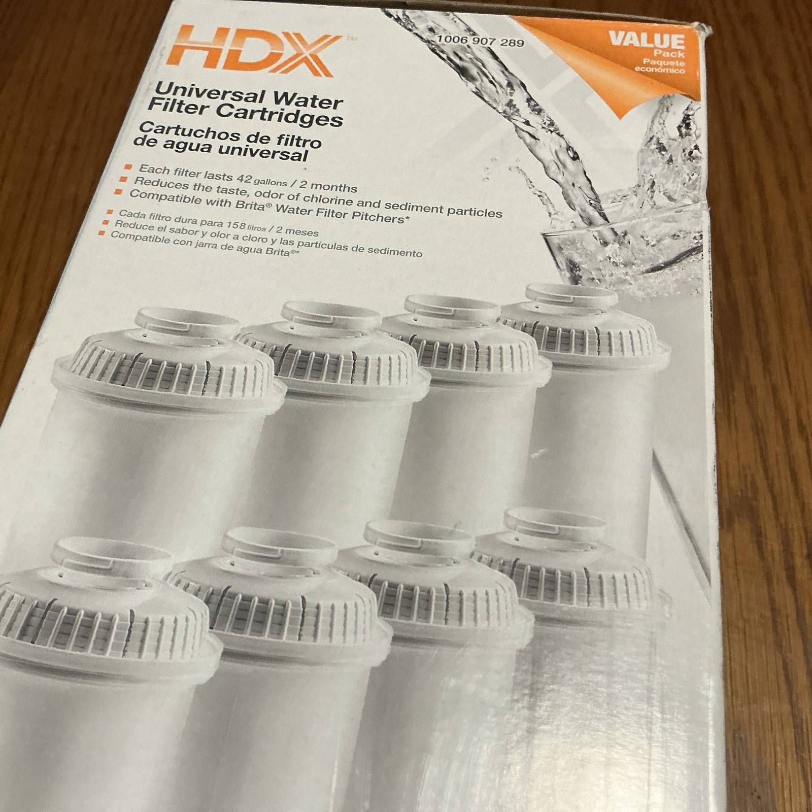 HDX F003 8-Pack Universal Water Filter Cartridges -Compatible W/ Brita Pitchers