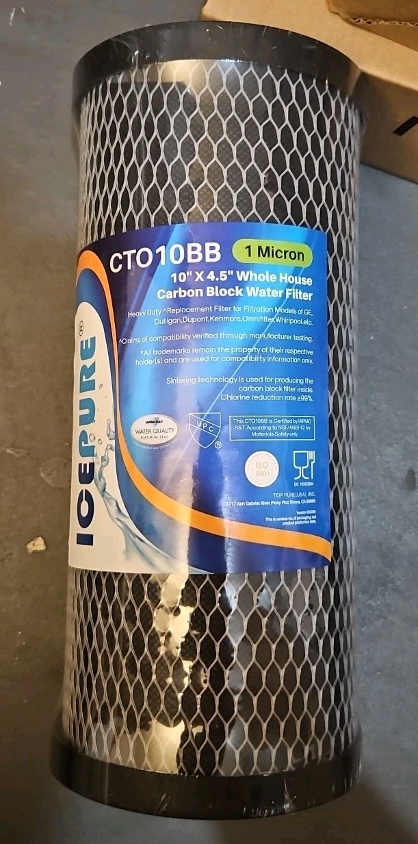 IcePure 10″×4.5″ Whole House Carbon Block Water Filter CTO10BB