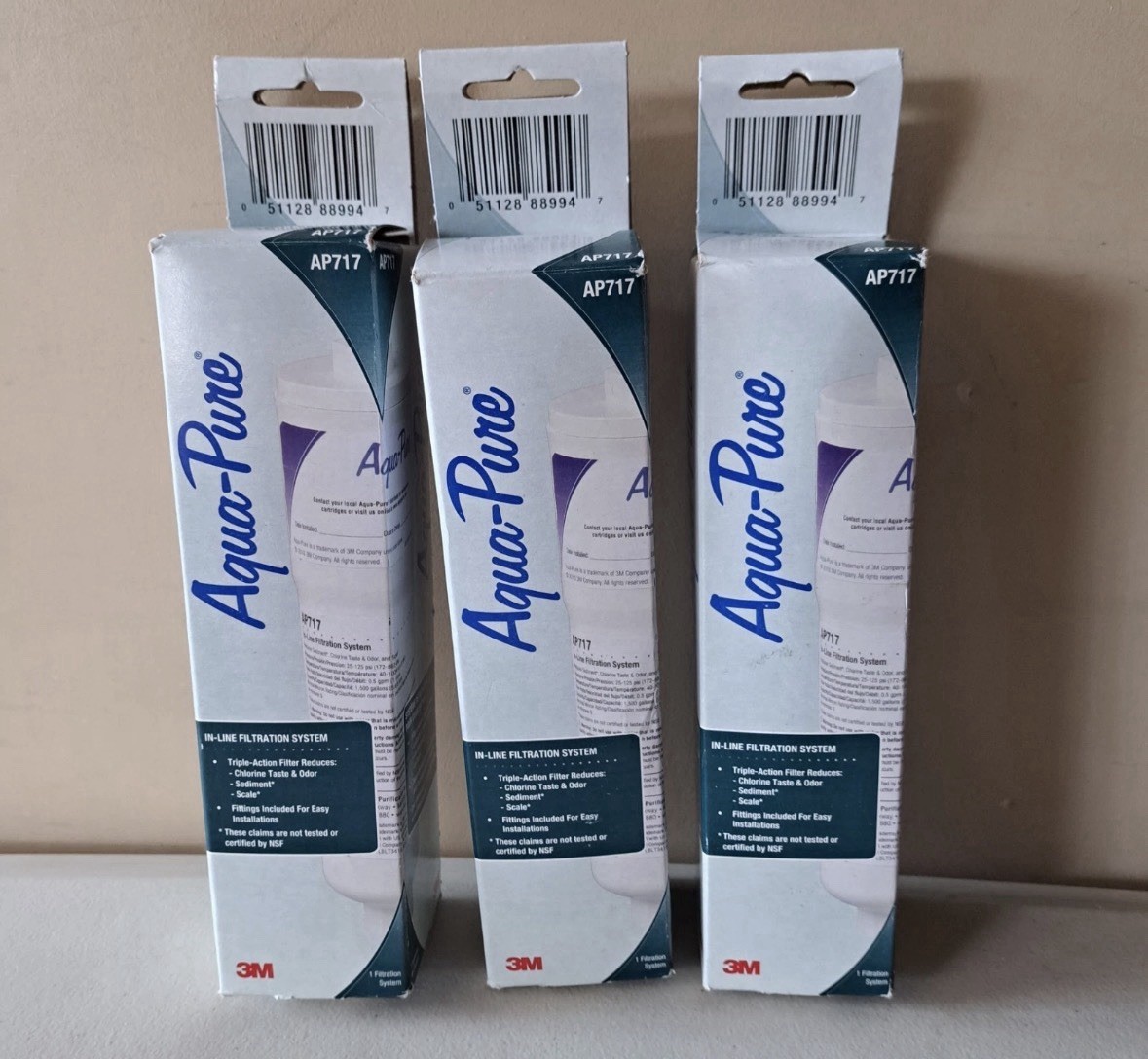 3X Aqua-pure AP717 Inline Water Filter For Refrigerator, Ice Maker And Drinking