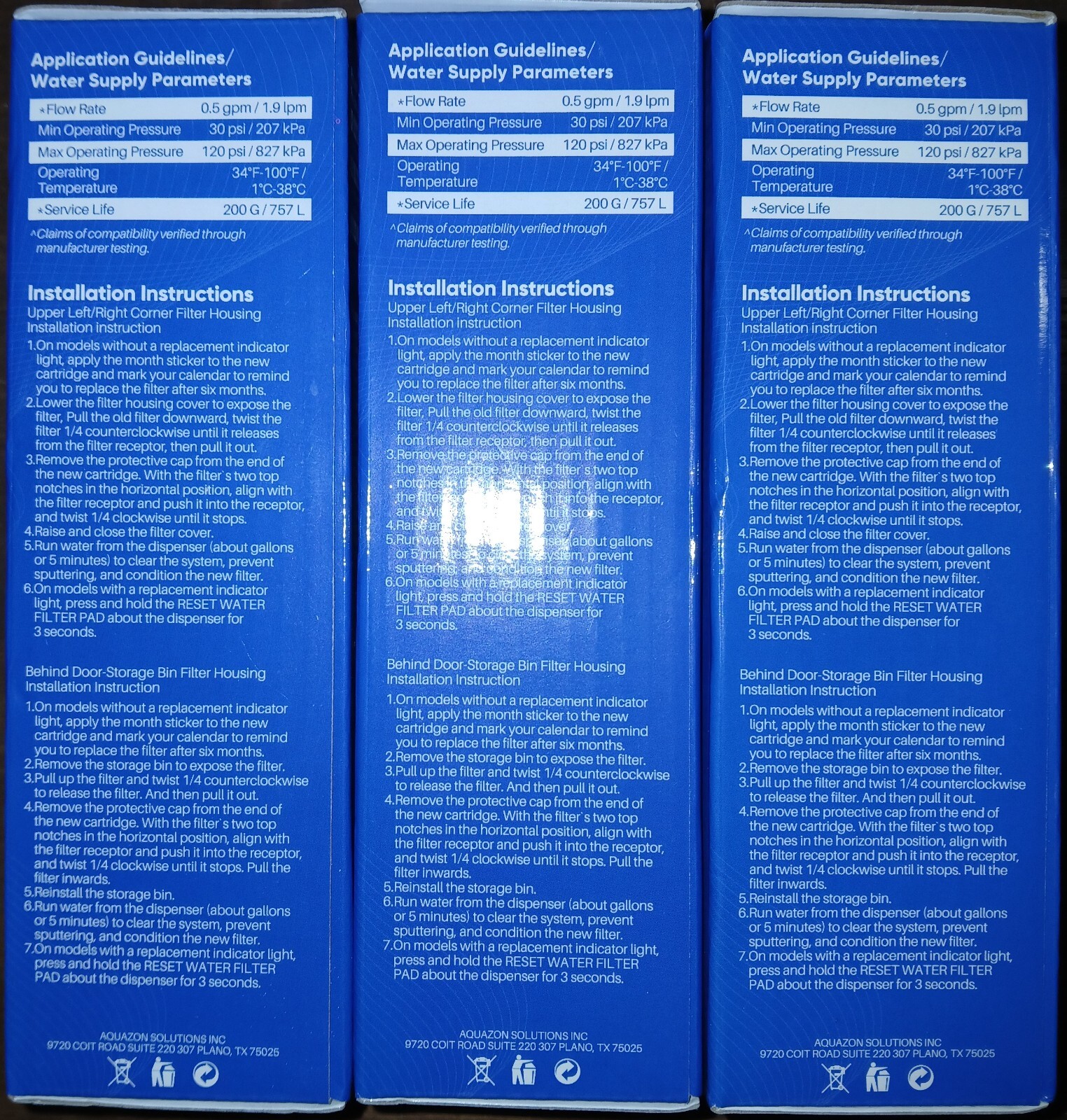 RWF4700AC Water Filter Fit for LT1000P, ADQ747935, LMXS28626D, LT1000PC 3 PACK