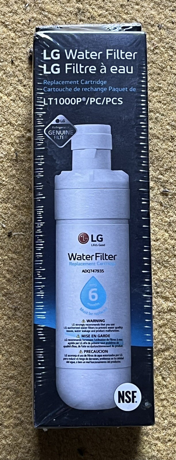 LG Water Filter Replacement Cartridge LT1000P/PC/PCS B3 New and Sealed