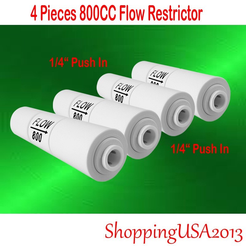 4 Pcs 800cc ML Flow Restrictor 1/4″-1/4″ Quick Connect Push In Water Filter RO