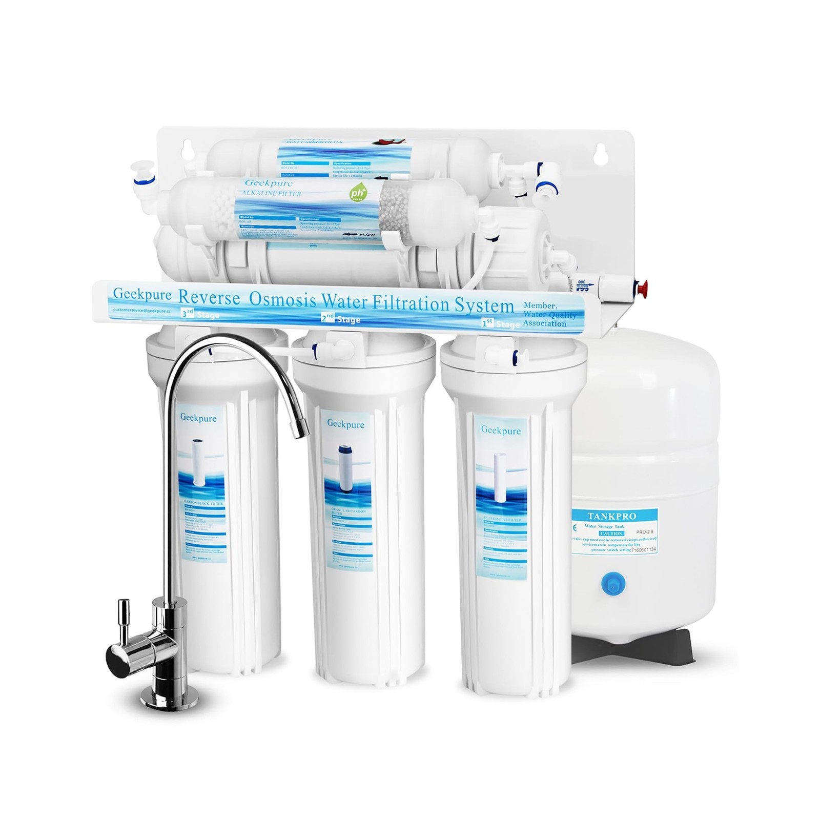 Geekpure 6-Stage Reverse Osmosis RO Drinking Water Filter System with Alkalin…