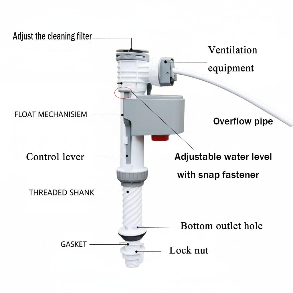 1 PCS Universal Toilet Fill Valve 400H Adjustable Water Control AntiLeak