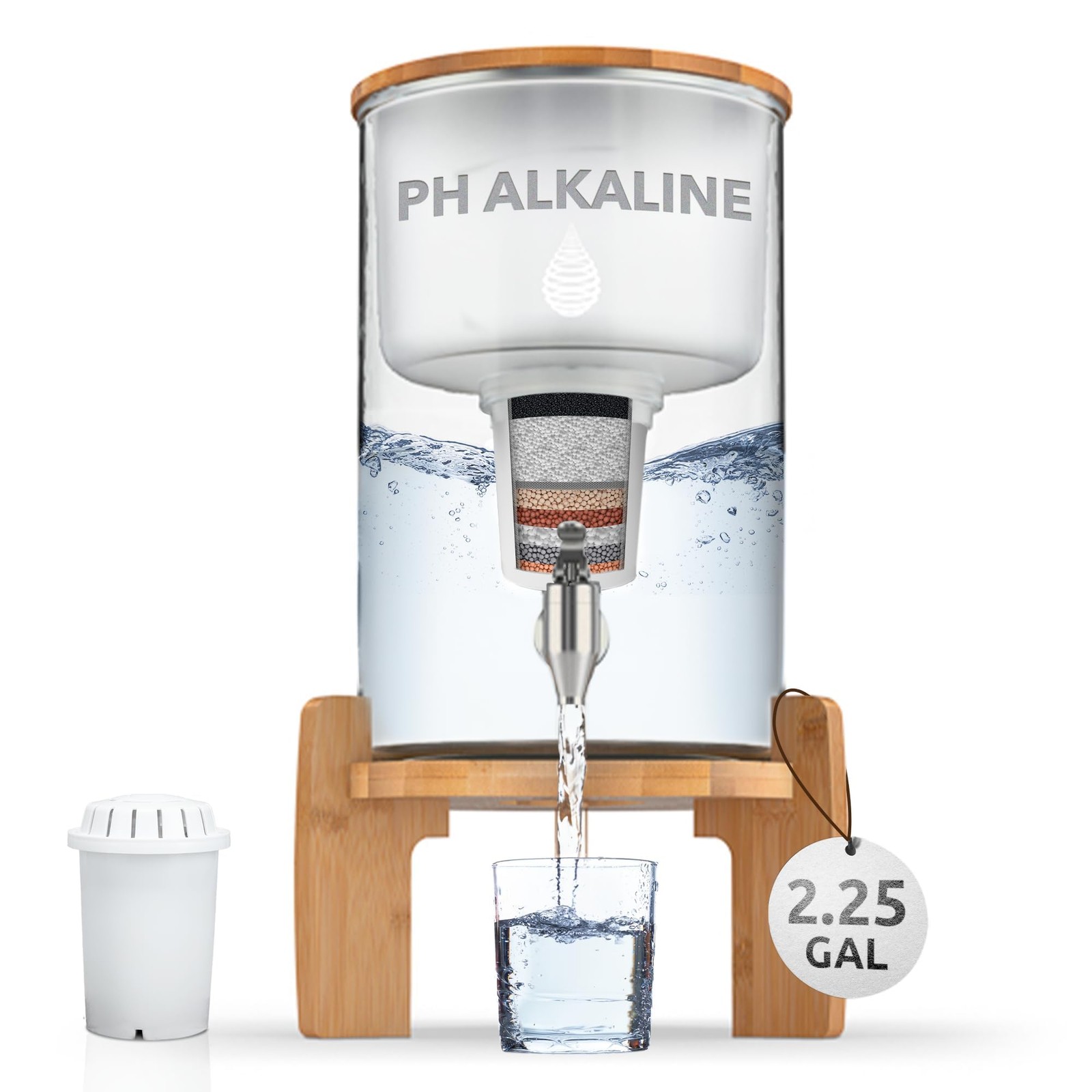 pH Recharge Glass Alkaline Water Dispenser Filter System – Countertop Purifie…