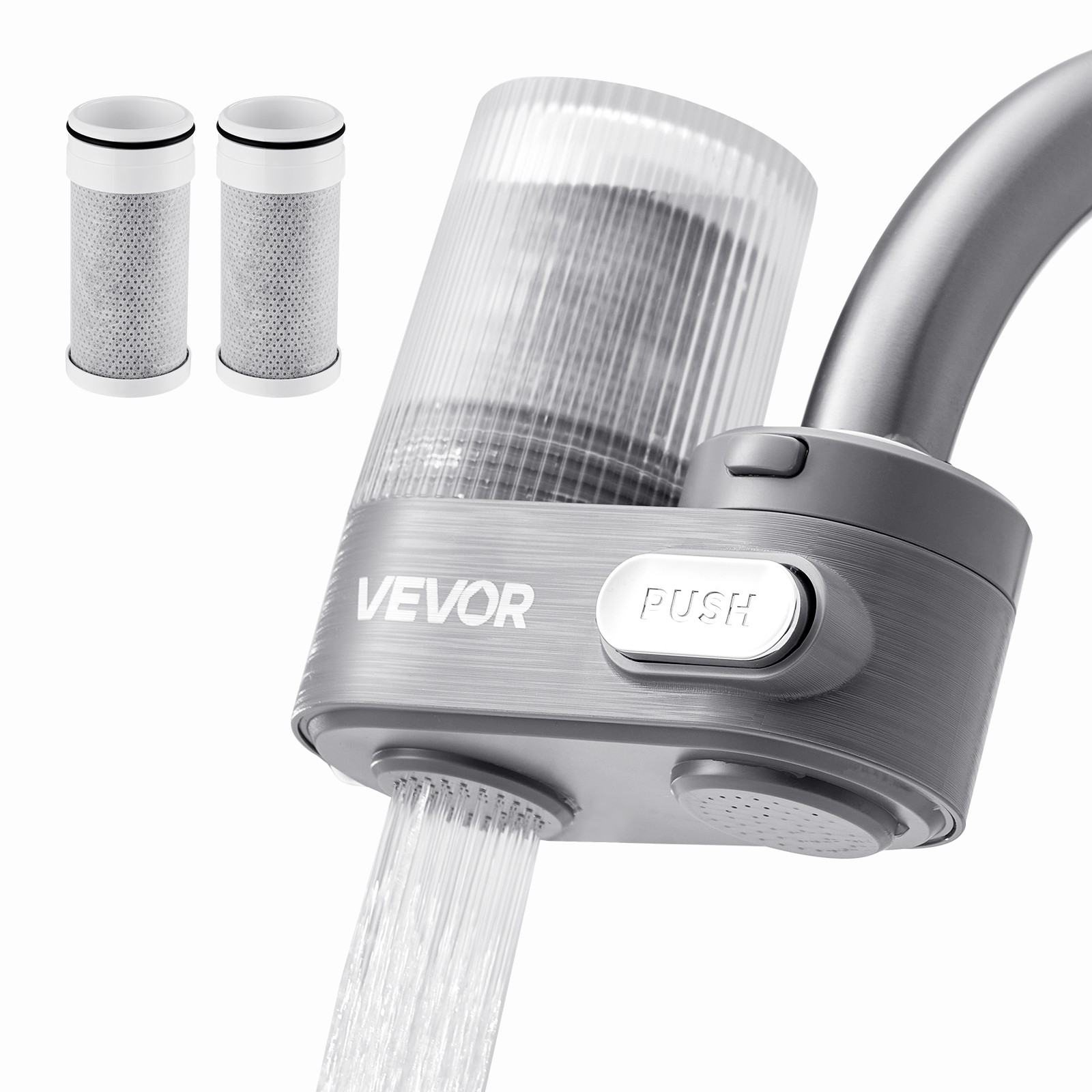 VEVOR Faucet Mount Water Filters Sink Water Purifier for Kitchen Gray Vertical
