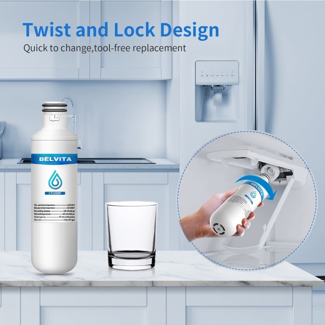3 Pack belvita LT1000PC Replacement Water Filter w/4 PCS LT120F Air Filter