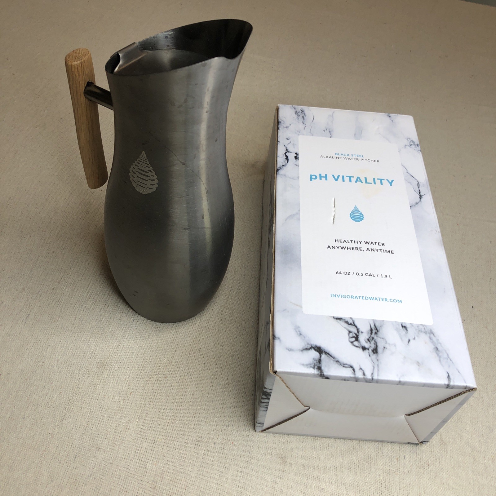 Invigorated Water PH Vitality Black Color Wood Handle Stainless Steel Pitcher