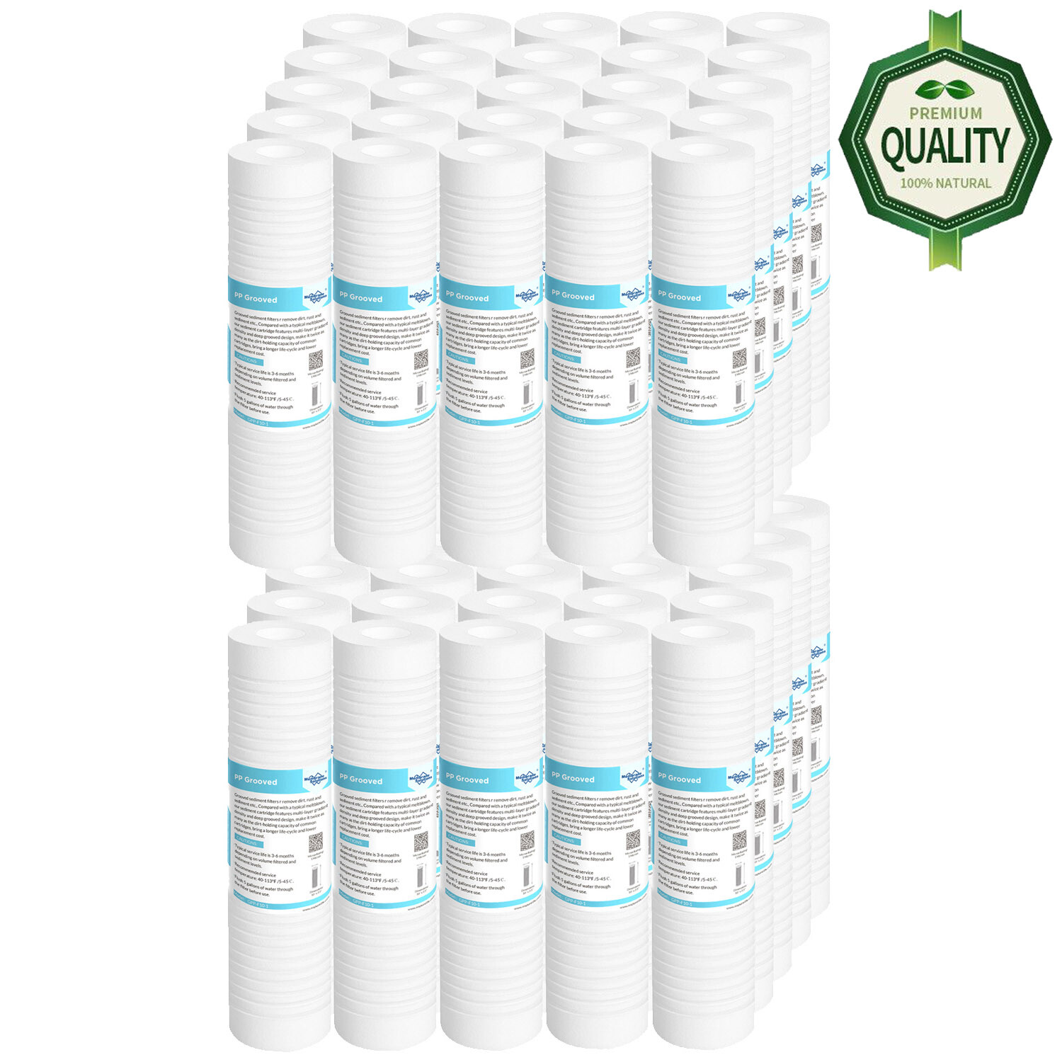 1-50Pack 0.5/1/5 Micron 10×2.5″ Grooved Sediment Water Filter Replace Cartridges