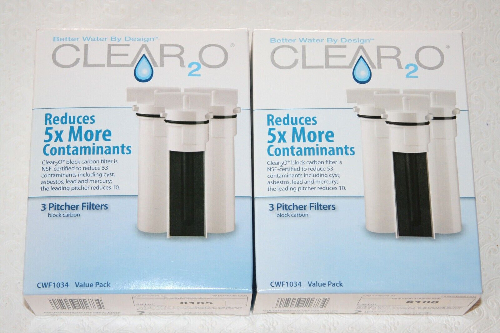 Lot of 6 Clear2o Water Pitcher Filter CWF1034 Better Water by Design Clear20
