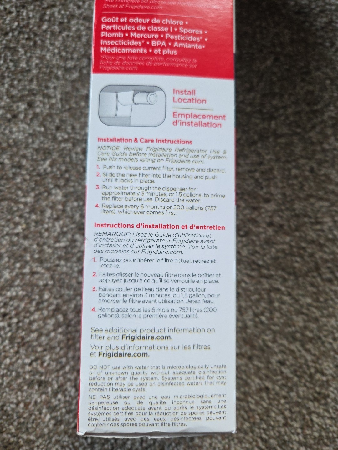 Frigidaire PureSource 3 WF3CB Water Filter White for BFHS2611LM Refrigerator