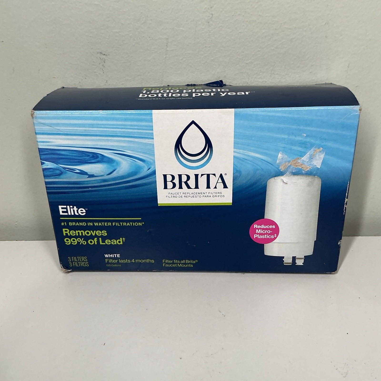 Brita Faucet Mount System Replacement Filter Reduces Lead BPA Free White 3 Count