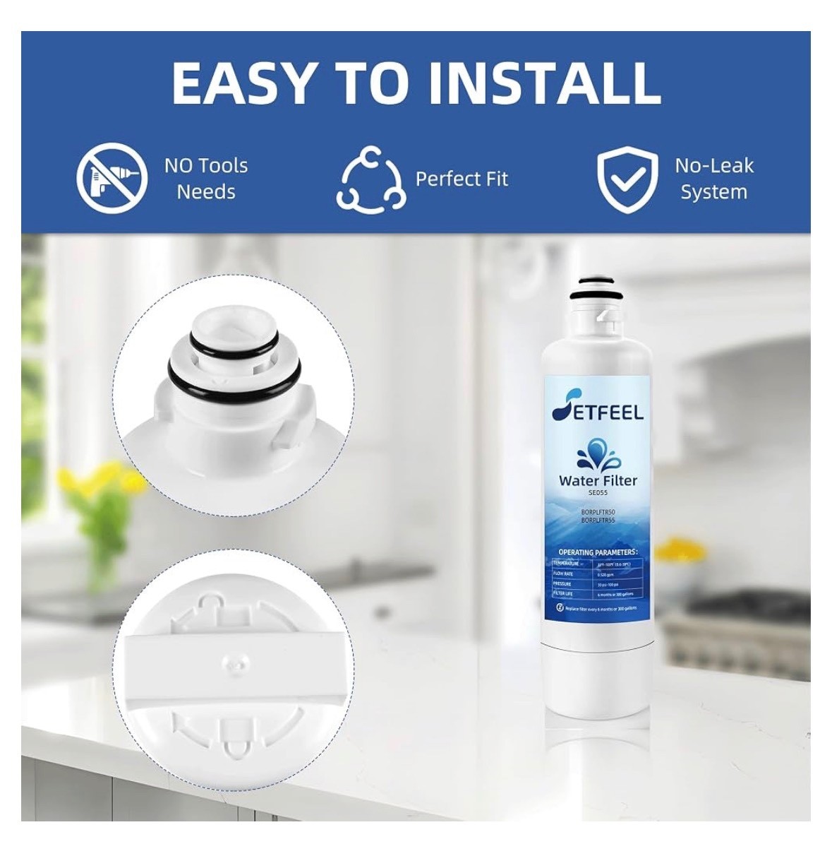 2 PACK SETFEEL 11032531 SE055 Water Filter For Bosch Ultra-Clarity BORPLFTR55