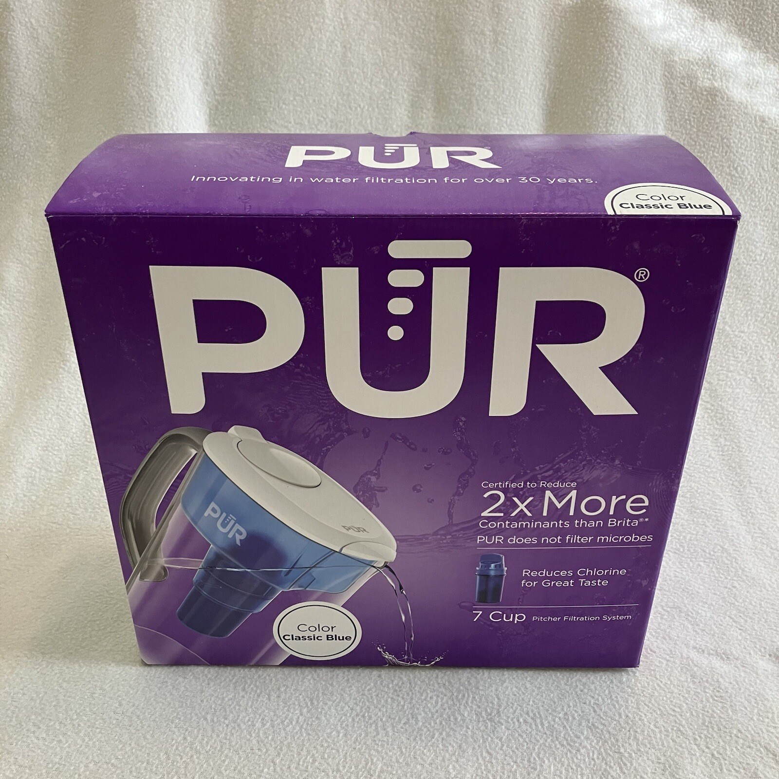 PUR 7 Cup Pitcher Filtration System, White and Blue, PPT700W – New
