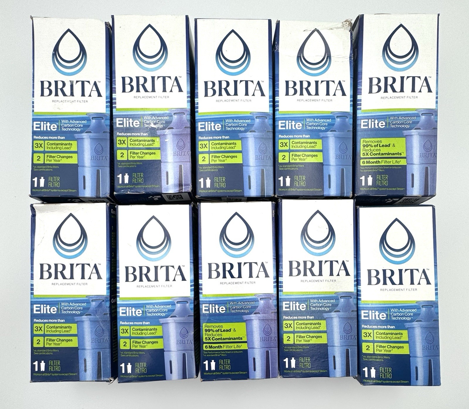 Brita Elite Water Filter LOT OF 10 Replacement for Pitchers and Dispensers