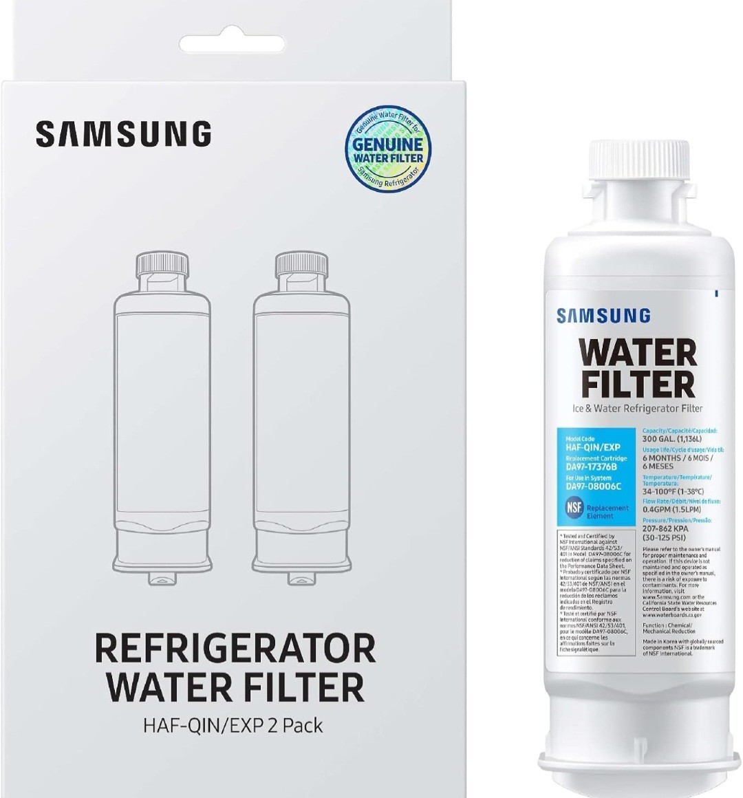 Genuine Samsung DA97-17376B HAF-QIN/EXP Water Filter Lot Of 2
