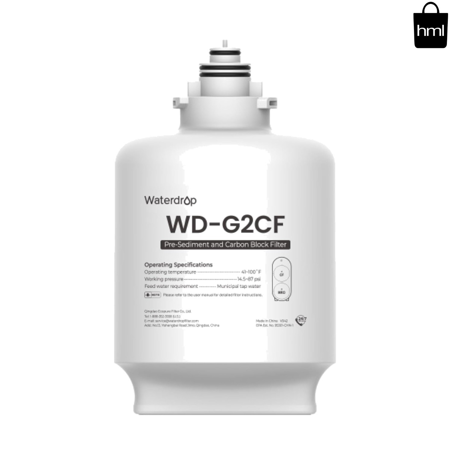 Waterdrop WD-G2CF Filter, Replacement for WD-G2-W, WD-G2-B, WD-G2P600-W Rever