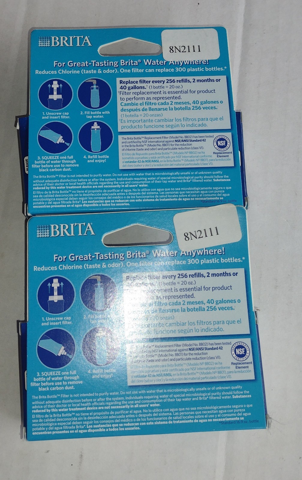 Brita Bottle Replacement Filters, 2 Packs With 2 Filters In Each Pack. NEW