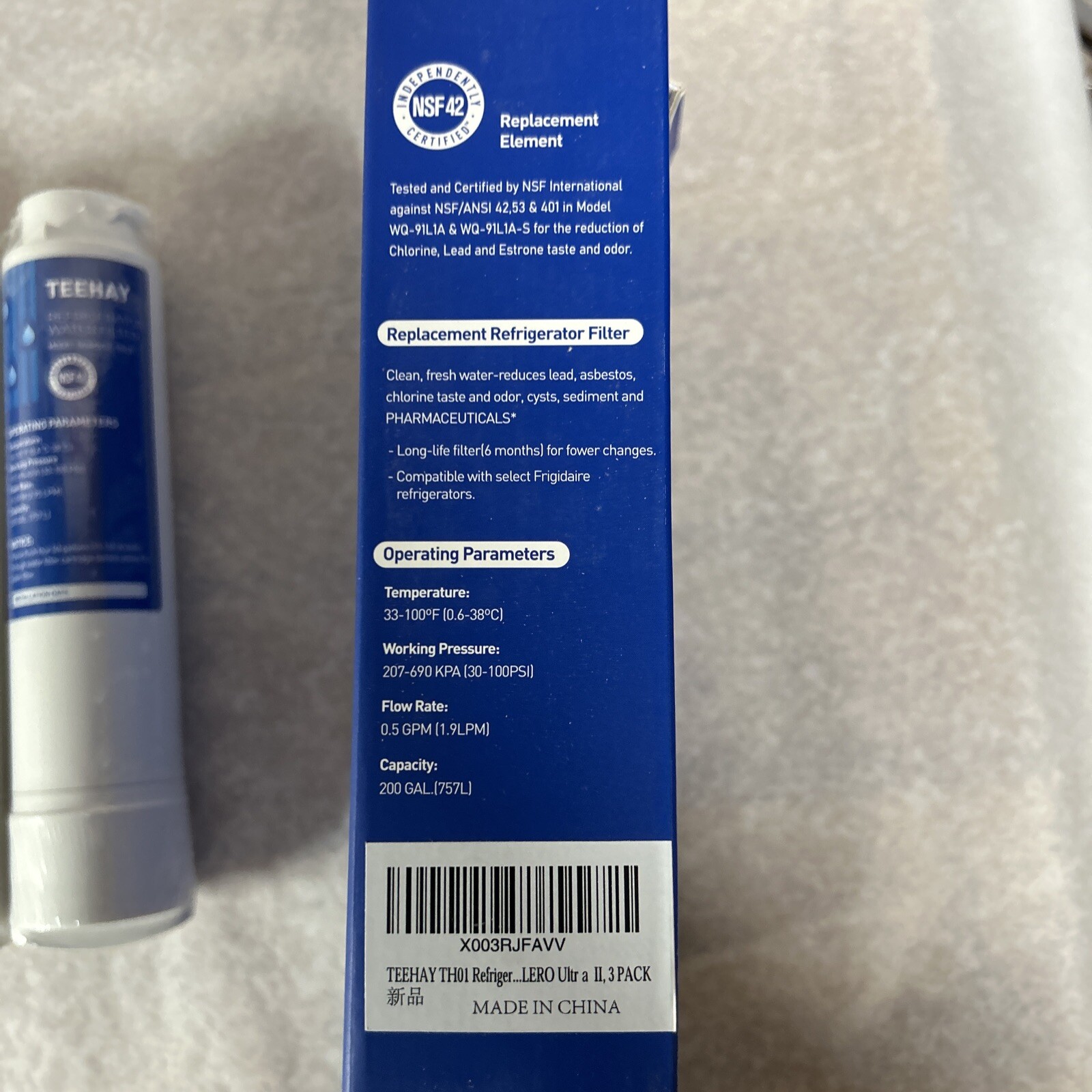 Teehay Replacement Water Filter TH-01 3PK Replacement For EPTWFU01