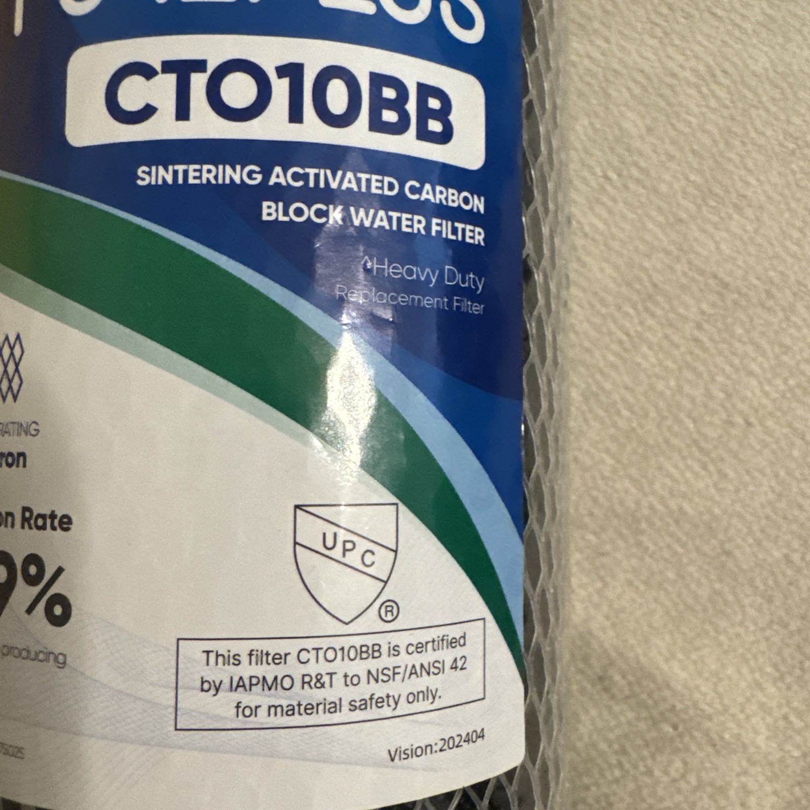 PUREPLUS CTO10BB Sintering Activated Carbon Block Water Filter HEAVY DUTY